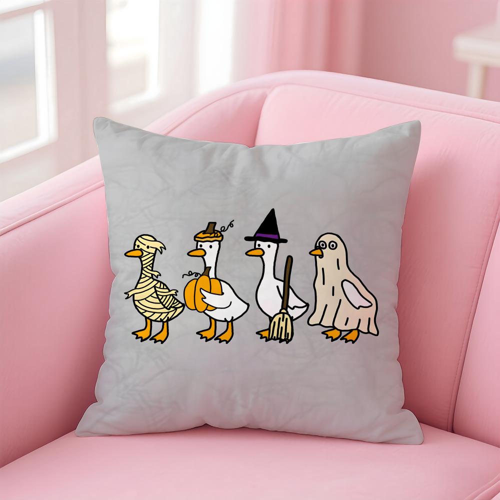 Cute Cartoon Funny Duckes Cushion Cover Pillow Case Soft Skin Friendly Fabric Concealed Zipper