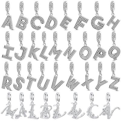 Original Diy A-Z Alphabet Charms Bead Copper Inlaid Zircon Love Letters Dangle Jewelry Gift Fit Bangle Bracelet