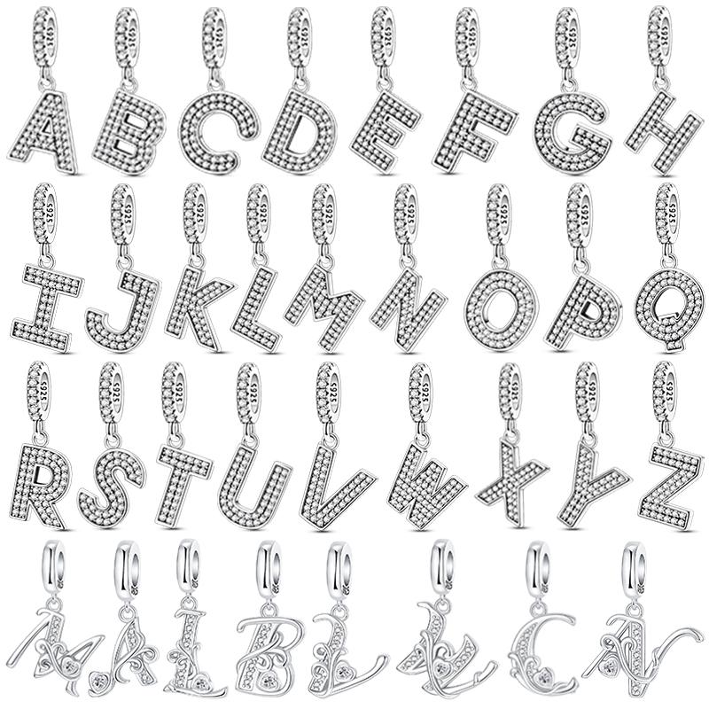 Originale DIY A-Z Alphabet Anhänger Perle Kupfer Eingelegter Zirkon Liebesbriefe Dangle Schmuck Geschenk Passend für Armreif