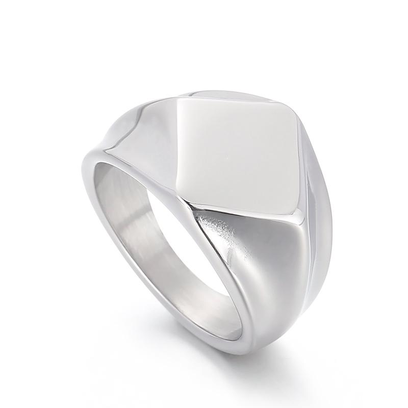 Rhombic Geometric Ring Men s Domineering Charms Stainless Steel Jewelry Shiny Anillos Accessories Engraved Name Free 8