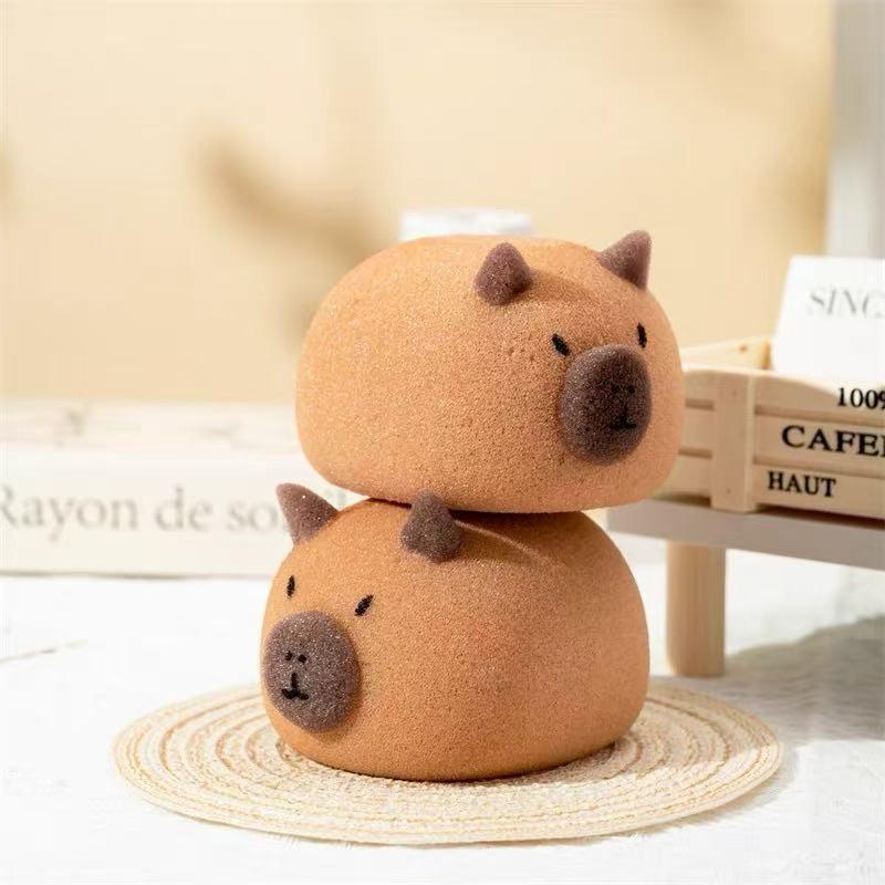 1Pc Cute Capybara Shaped Bath Ball Sponge Cleaning Brushes Easy Foaming Massage Ball Scrubber for Back  Exfoliating Kids Shower