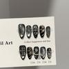 False Nails, Handmade Nail Tips, High-end Dark Silver Cat-eye Nail Art, European and American Punk Style False Nail Stickers.
