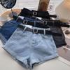 2026 Women's High Waist A-Line Denim Shorts: Slimming, Versatile, Wide Leg, Rolled Hem, Korean Style.