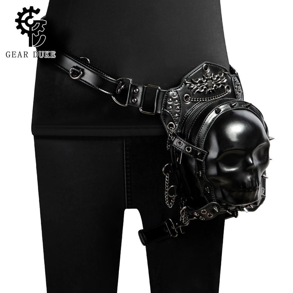 Dunkle Punk-Schädel-Frauen-Kleine Umhängetasche Mit Kette Und Nieten Für Den Täglichen Stil