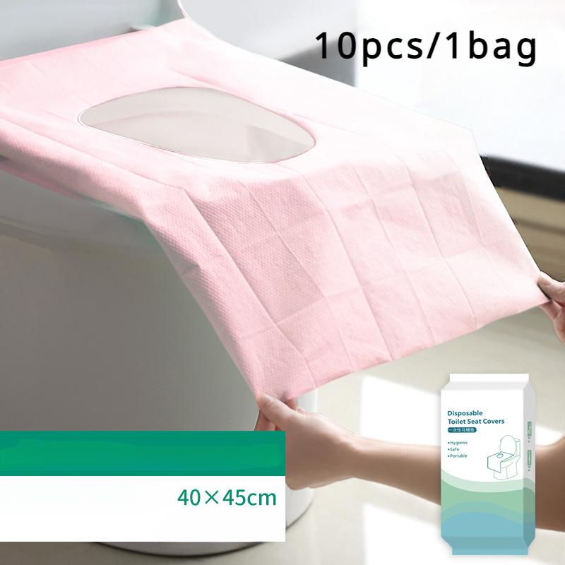 10pcs/lot Disposable Paper Toilet Seat Cover Protector Camping Travel Hygienic Toilet Mat Pad Cushion Bathroom Supplies Set
