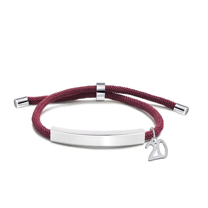 Multi-color Engravable Stainless Steel Bracelet with Number 16 Charm