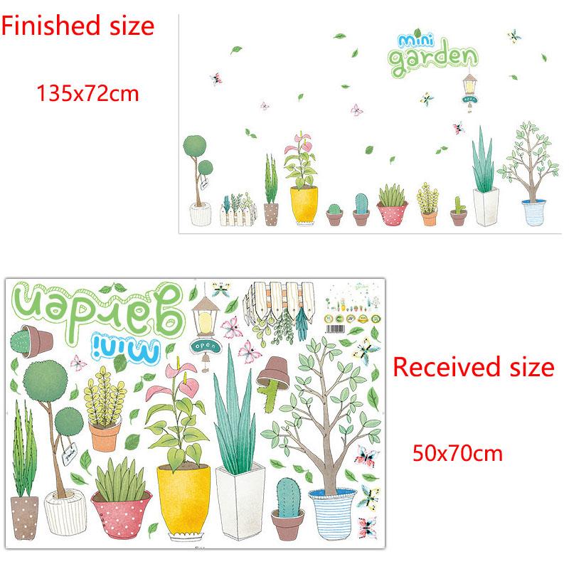 

New Removable Hand Painted Potted Plant Wall Sticker for Bedroom and Living Room Decor 50x70CM різнокольоровий