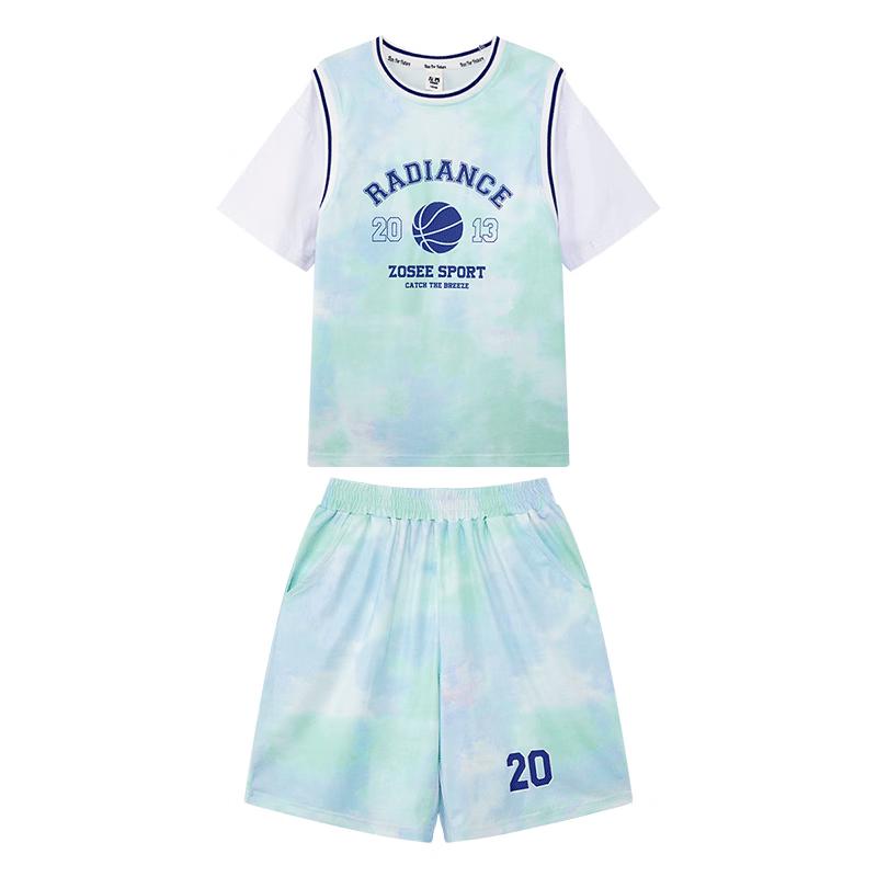 Zuoxi Boy s Gradient Sporty Cooling Mesh Short Sleeve Set 160