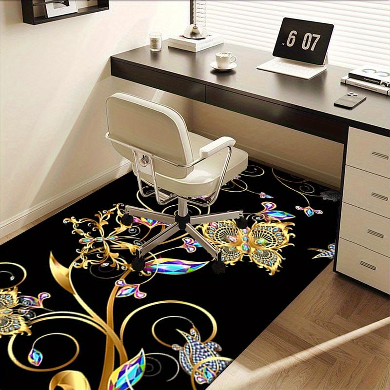 1pc. Luxury Golden Floral Rug for Home Decor, Office Carpet, Chair Cover, Outdoor Mat, Gift Item