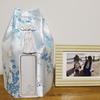 Silk Pet Urn with Plum Blossom Design, Cover Bag Only, with Buddhist Name Seal, 4-inch Blue