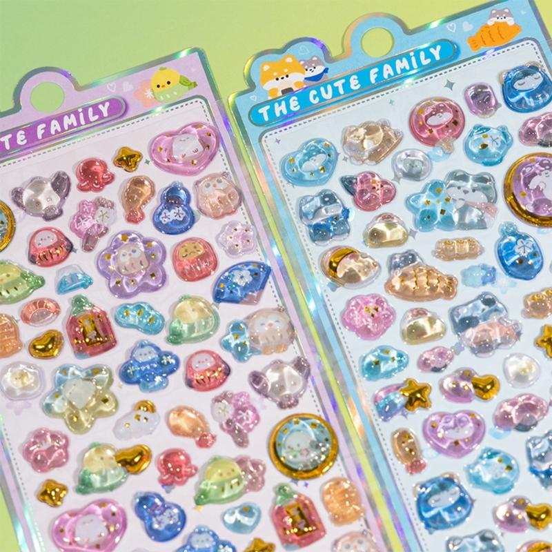 Aufgepuffte Stickerbögen Dekorativer Sticker Niedlicher Kleiner Sticker für Kinder & Erwachsene, Wiederverwendbarer Winziger Sticker für Scrapbooking