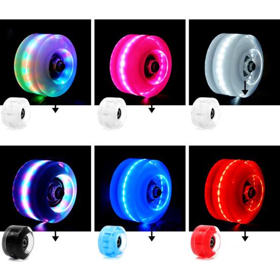 4Pcs Luminous Roller Skating Wheels Flashing Double Row Bearing Skates Accessory