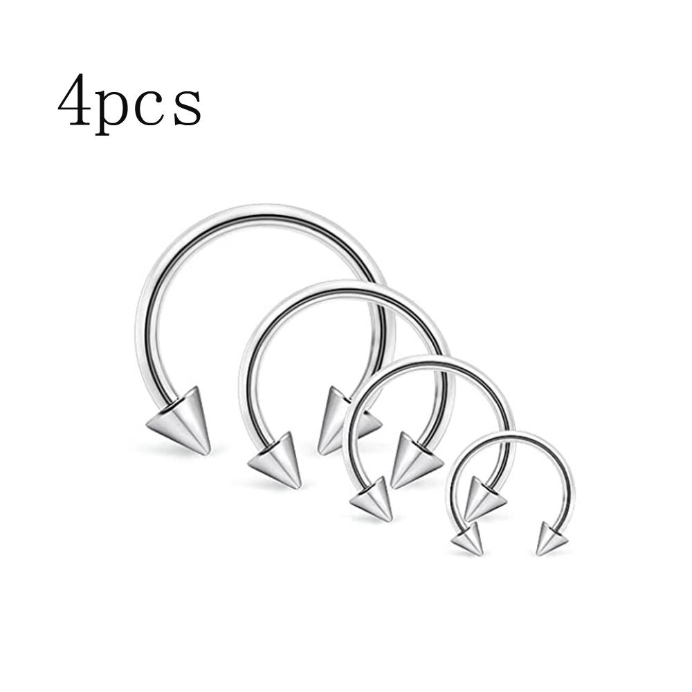 4Pcs/32pcs 16G Septum Nose Rings Stainless Steel Hoop Horseshoe Piercing Jewelry Tragus Cartilage Earrings for Women Men 6-12mm