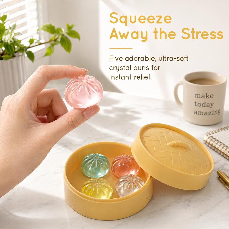 5 Stück Mini-Knödel mit Dampfgarer Brötchen Knetbare Spielzeuge Set Weich Stressabbau Squishy Fidget Sensorisches Spielzeug Party Mitgebsel Geschenk