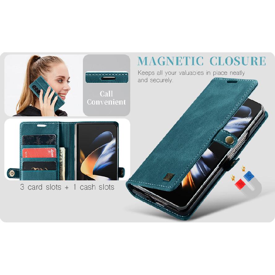 Suitable for Samsung Z Fold7 Business Phone Case, Galaxy Z Fold5 Anti-drop Flip Cover with Card Slot Phone Leather Case