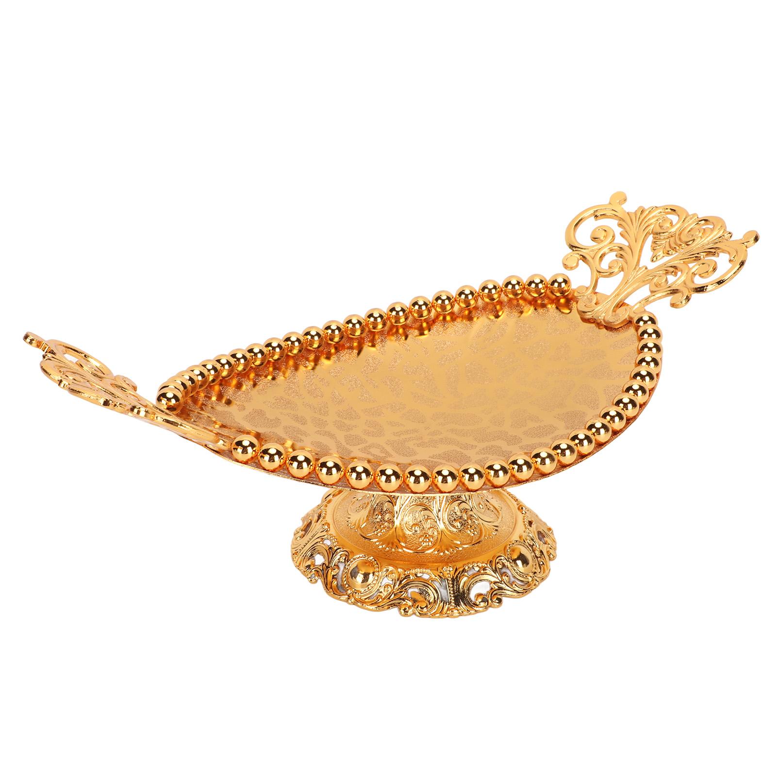 

Поднос для сервировки Гравированная текстура Золотой 8,5x24см Сплав Декоративный Практичный Эллипс Подача напитков