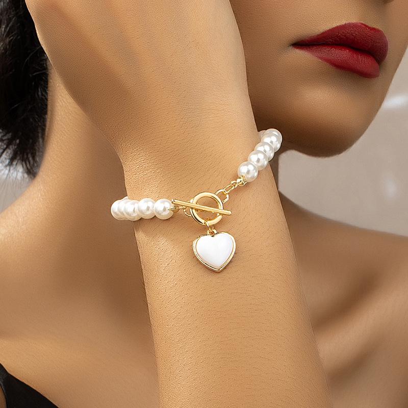 Elegant Heart Pearl Bracelet for Women - High-End, Versatile Fashion Jewelry белый