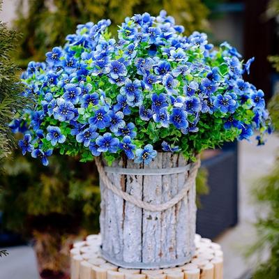 Aesthetic Violet Fall Flowers Eucalyptus Realistic Artificial Flower Front Porch Fake Mum For Outdoor Planters