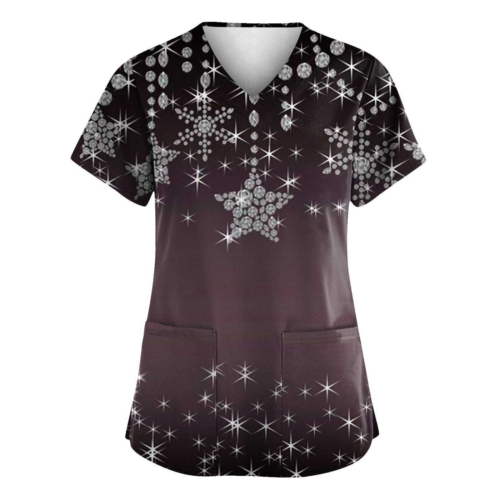 

Женская мода с v-образным вырезом, короткими рукавами и карманами, топы с принтом XXXL