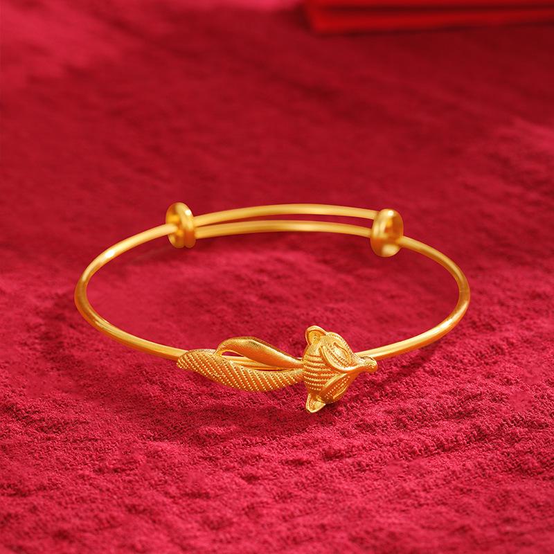 Ladies' High-End Four-Leaf Clover Gold-Tone Bracelet