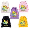 Pokemons Canvas Drawstring Bags Anime Figures Pikachu Eevee Gengar Cartoon Print Handbags Kids Birthday Party Candy Gift Bag