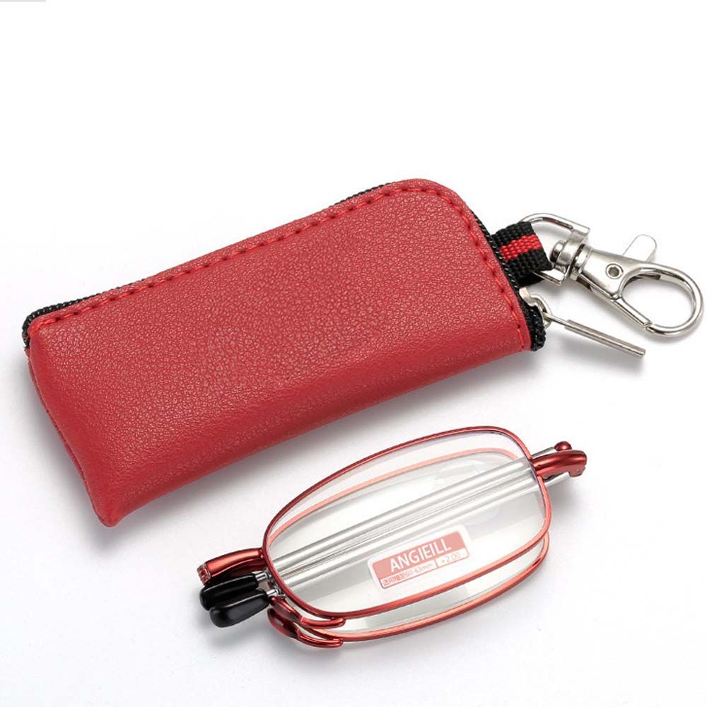 Resin Metal Folding Reading Glasses Women's Reading Glasses With Storage Bag Key Chain