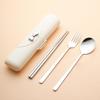 304 Stainless Steel 3-Piece Cutlery Set: Fork, Spoon, Chopsticks – Portable for Camping, Travel, or Student Use.