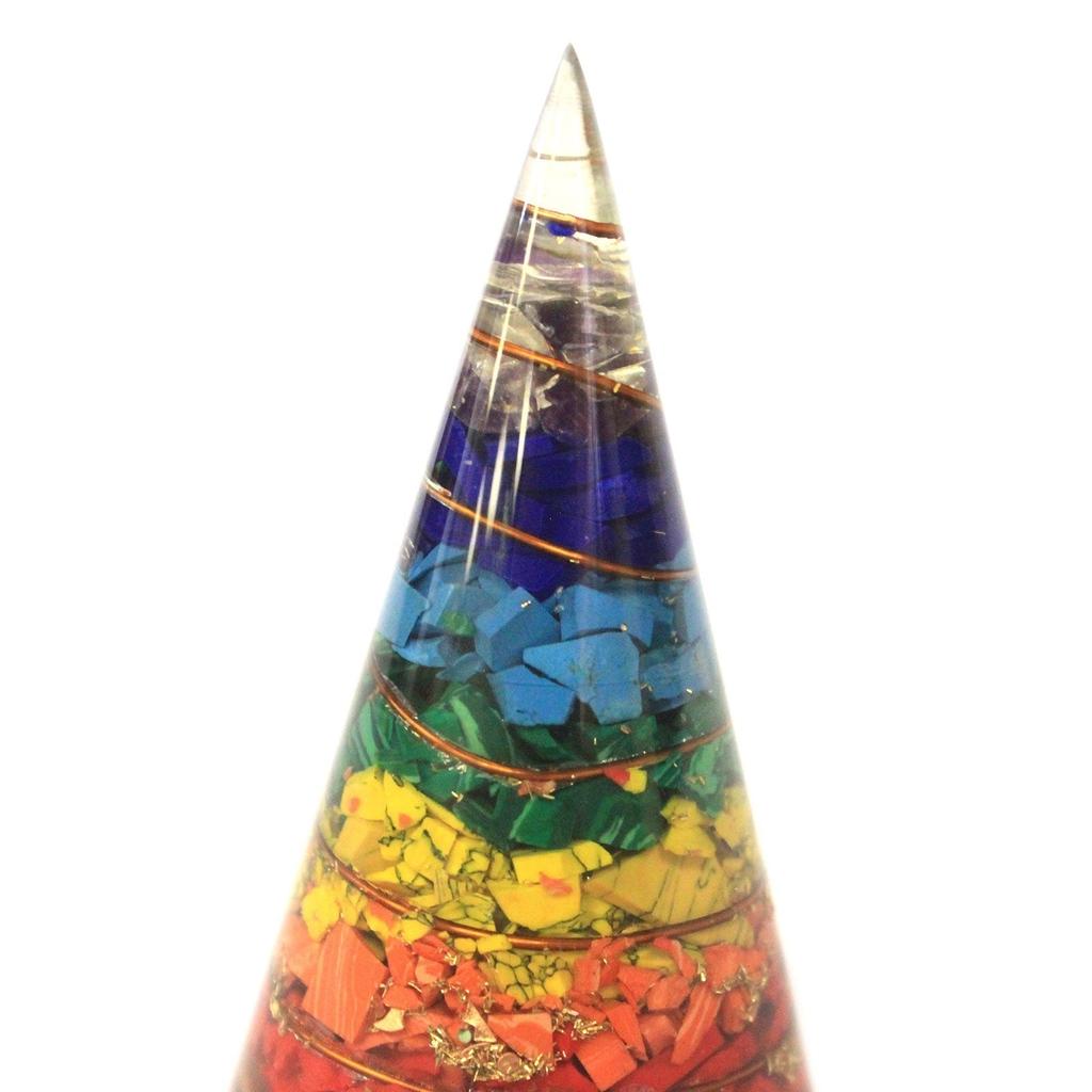 Orgonite Cone Chakra Copper Crystals Gemstones 80mm