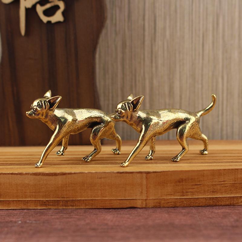 Animal Brass Ornaments Hairless Dog Puppy Entrance Coffee Table Decoration Decoration Hairless Dog Animal Desktop Ornaments