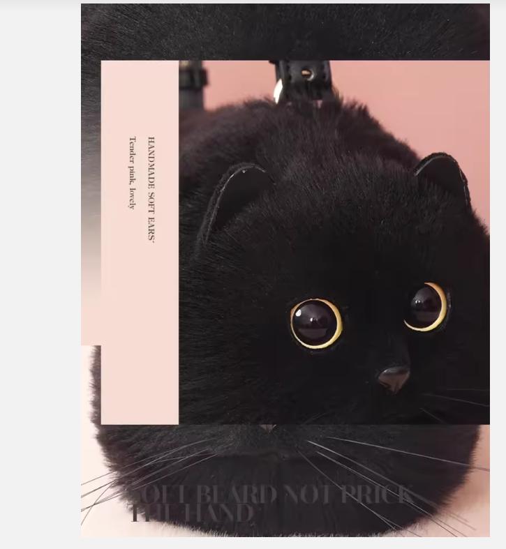 One Shoulder Bag Female Design Small Man Messenger Bag Versatile Hand Made Autumn and Winter Plush Cute Cat Bag