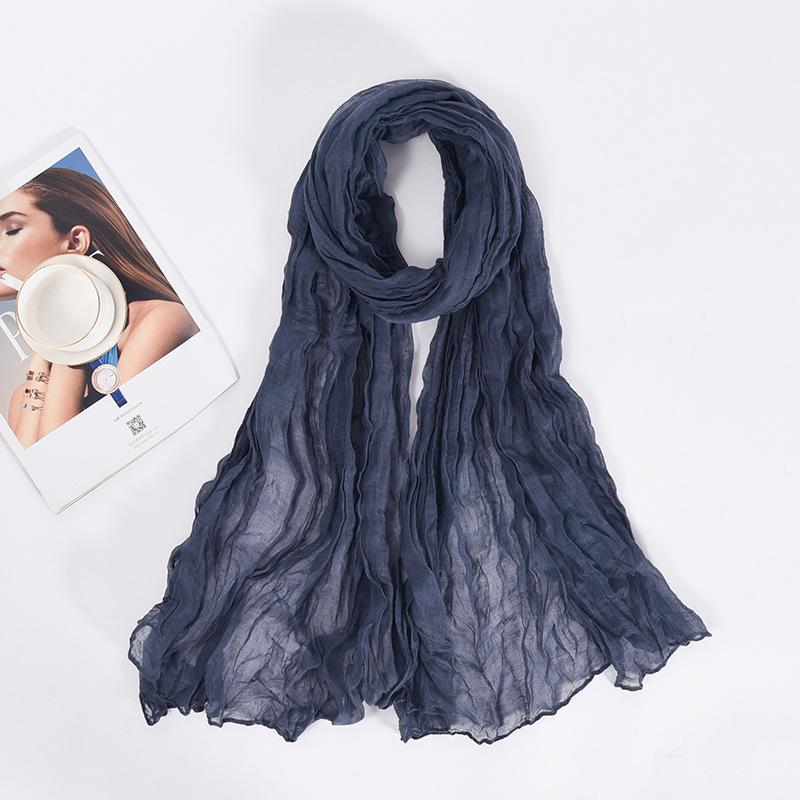 90x180cm Candy Color Wrinkle Women Scarf Vintage Fashion Retro Long Scarf Female