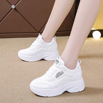 Dad Shoes Women's Ins Trendy Shoes Platform Height Increase Versatile 2025 New Autumn Height Increase Casual Sports White Shoes