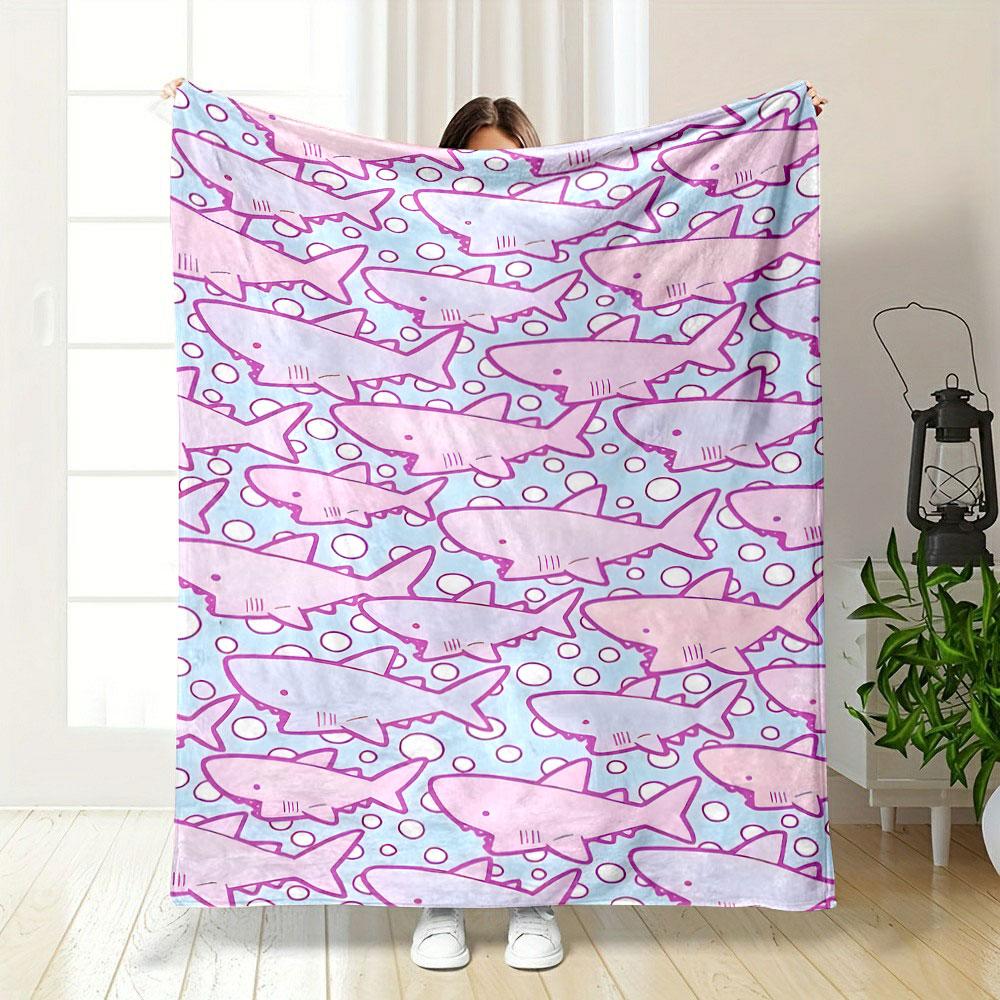 Pastel Sharks Pattern print blanket soft and cozy perfect for the living room bed sofa or a nap,gift