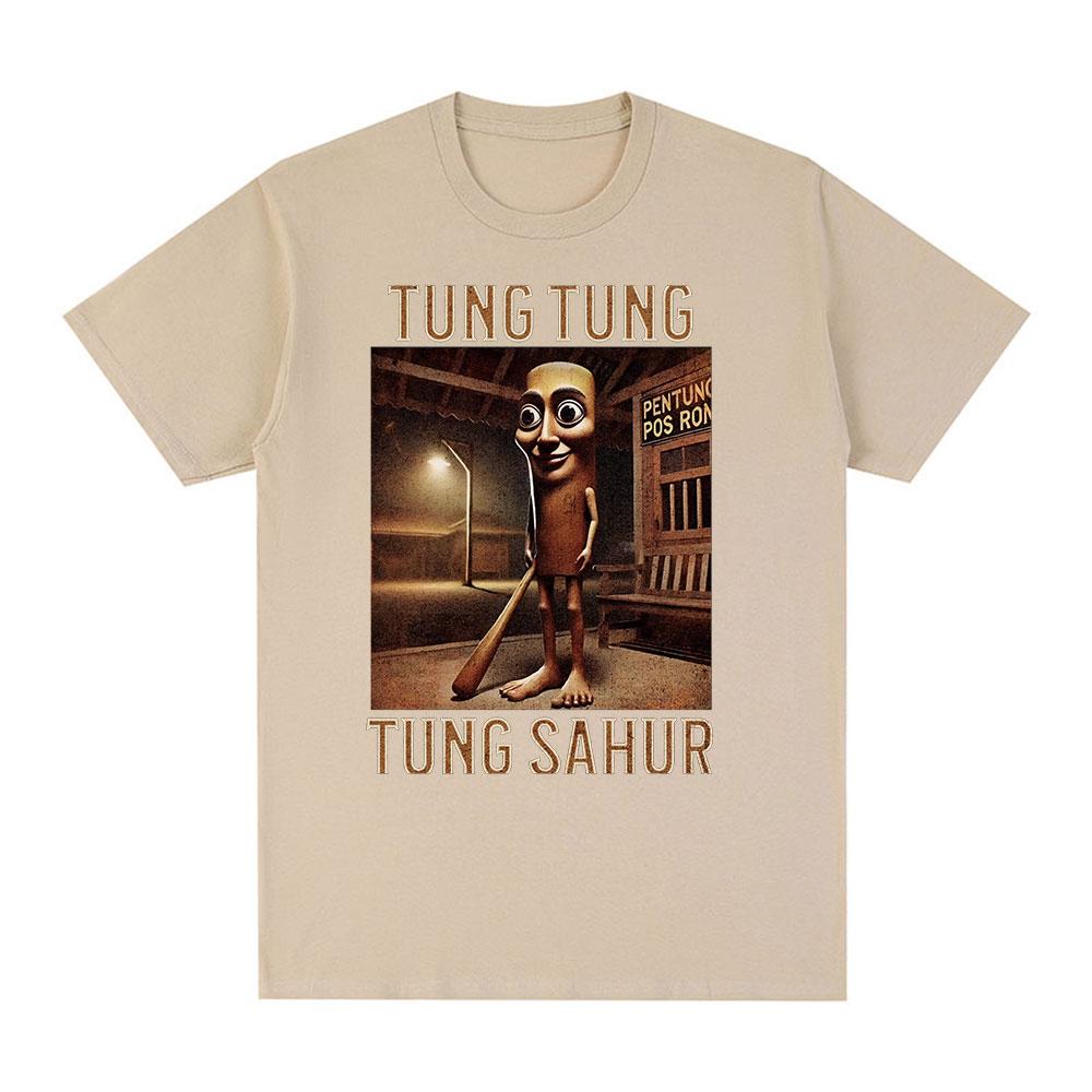 Tung Tung Tung Sahur Italian Brainrot Funny Meme T-shirt Men Clothing Fashion Humor T Shirts Summer Cotton O-Neck Tops T Shirt