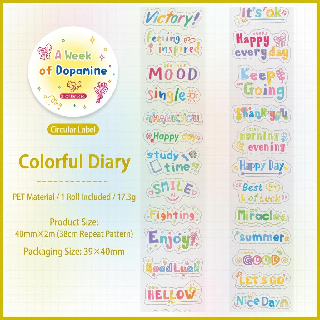 Alphabet Sticker Roll Transparent Die-Cut Pet Sticker Tape Pre-Cut Word Stickers Fun Scrapbooking Sticker Tape For Diary Planner