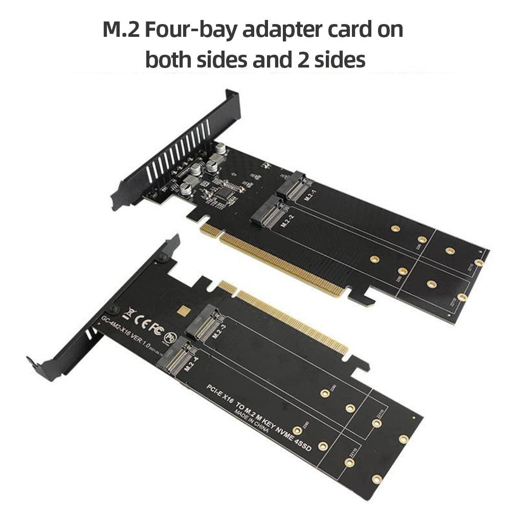 

PCIe To M2 Adapter Card, PCIE 3.0 X16 4 Port M2 NVME M Key SSD Add on Card M.2 PCI Express X16 Adapter VROC RAID Expansion Card