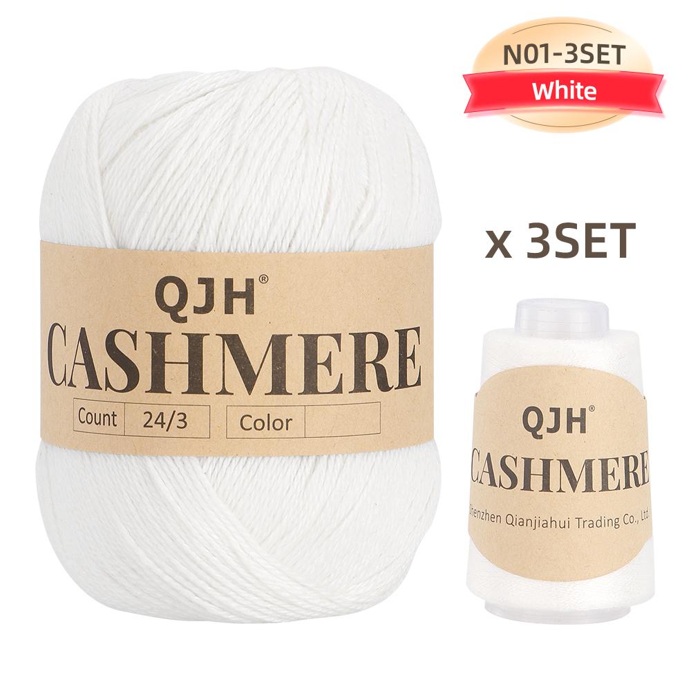 Premium Cashmere Yarn Bundle - Soft, 3 Big & 3 Small Luxurious Knitting & Crochet Yarn Thread for Sweaters, Scarves, Hats, Shawl