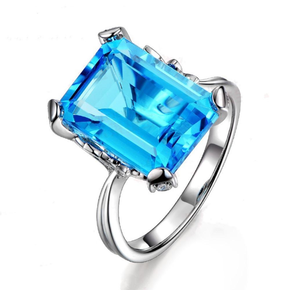 

Topaz Sapphire Ring for Women Blue Gemstone Engagement Ring 1 Carat Jewelry no. 6 морской синий