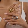 Youthway Glossy Hollow Oval Metal Ring Stainless Steel Finger Jewelry Modern Style Minimalist Trendy Geometric Ring