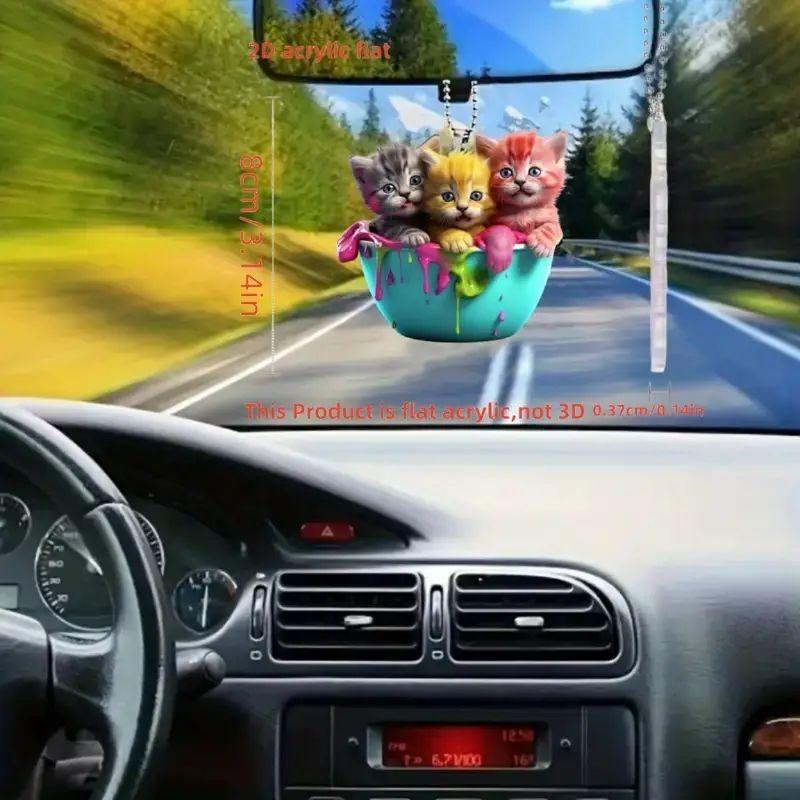 

Christmas Acrylic Adorable Cat Series Ornaments Colorful Party Decor Car For 3