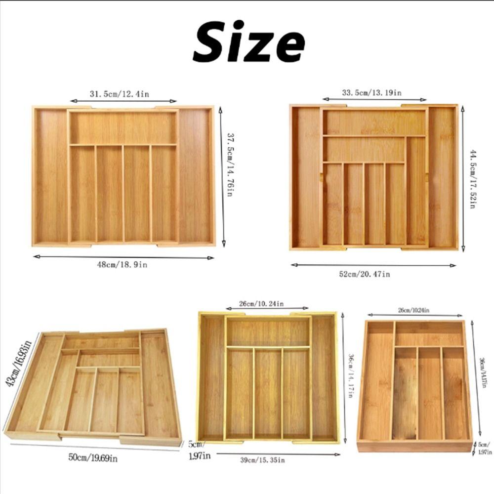 Bambusowy Organizer do Szuflady na Przybory Rozszerzalny Rowkowany Wkład na Sztućce Przegródki do Szuflad Szafek Sztućce