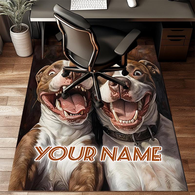 1PC Custom Name Dogs With Big Smiles Theme Floor Mat Ideal for Living Room, Game Rooms, Office, Bedroom,Floor Mat Playful Design190