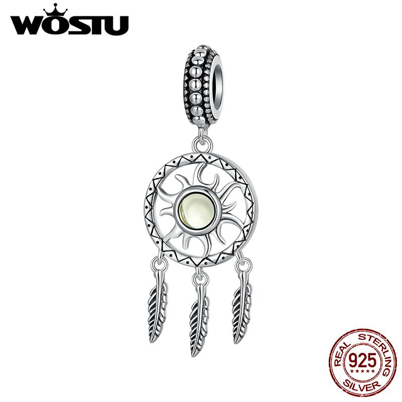 

WOSTU стерлингового серебра 925 пробы кулон Ловец снов подвески солнечные бусины для женщин оригинальный браслет и ожерелье изысканные ювелирные изделия 925 silver