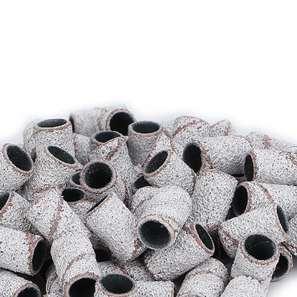 100pcs White Nail Art Sanding Bands Cylindrical Nail Sanding Bands  Gel Nail Removing 80 grit