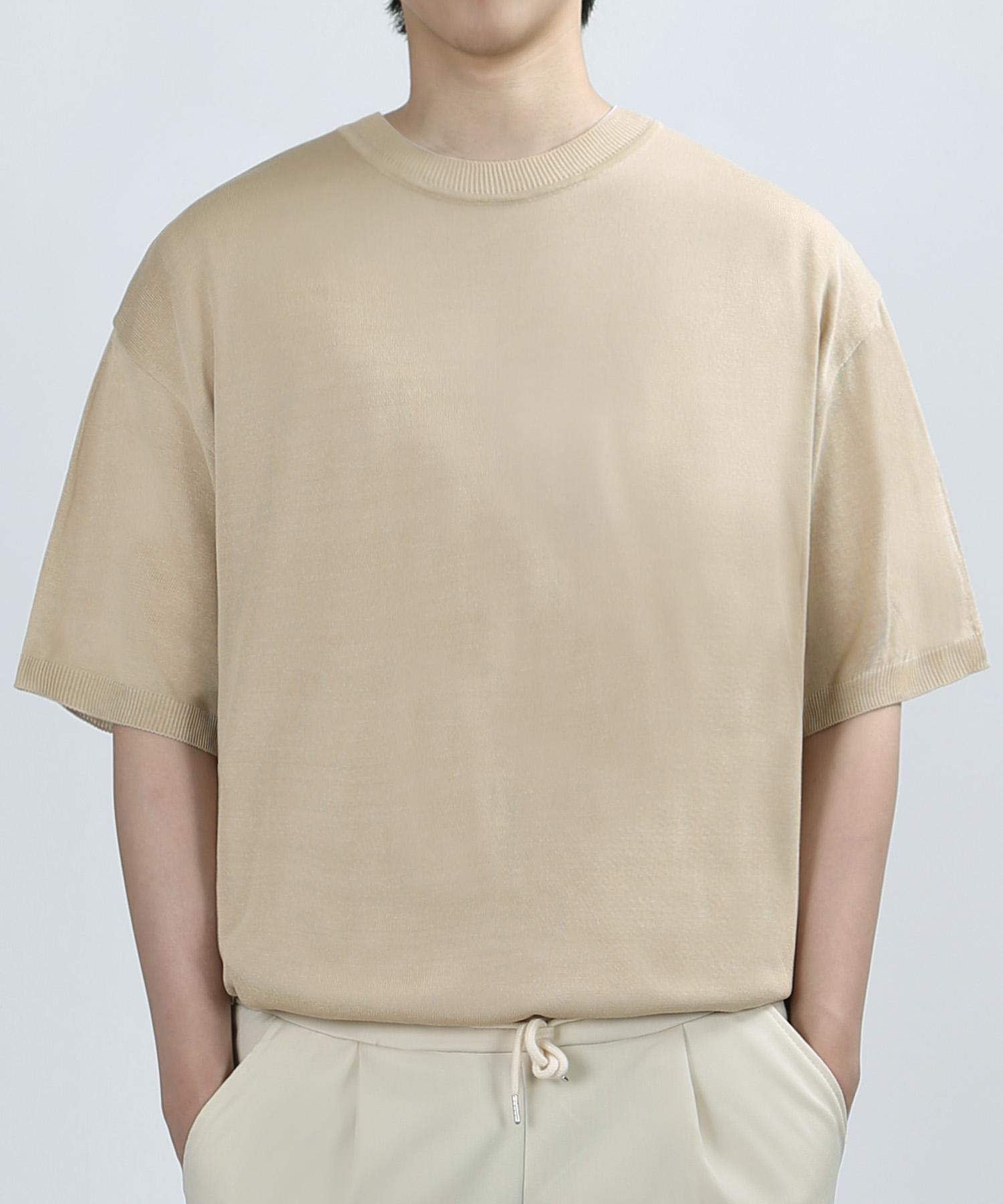 Berry Vein Crew Breeze Knit (Sand Beige) L