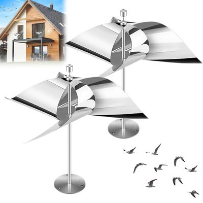 2 Pcs Reflektierende Vogel Abschreckung Windrad Edelstahl Wind Powered Erschrecken Geräte