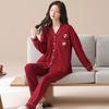 Pajamas wedding newlywed couple suit spring and autumn pure cotton red 1011 new men's and women's long sleeves festive autumn