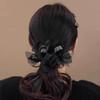 2pcs/set Elegant Chiffon Bow Rhinestones Elastic Hair Band For Women Lady Sweet Hair Ornament Scrunchie Hair Tie Hair Accessory