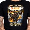 Race the Rain Ride the Wind Motorcycle T-Shirt Wheelie Biker Fire Graphic Tee.
