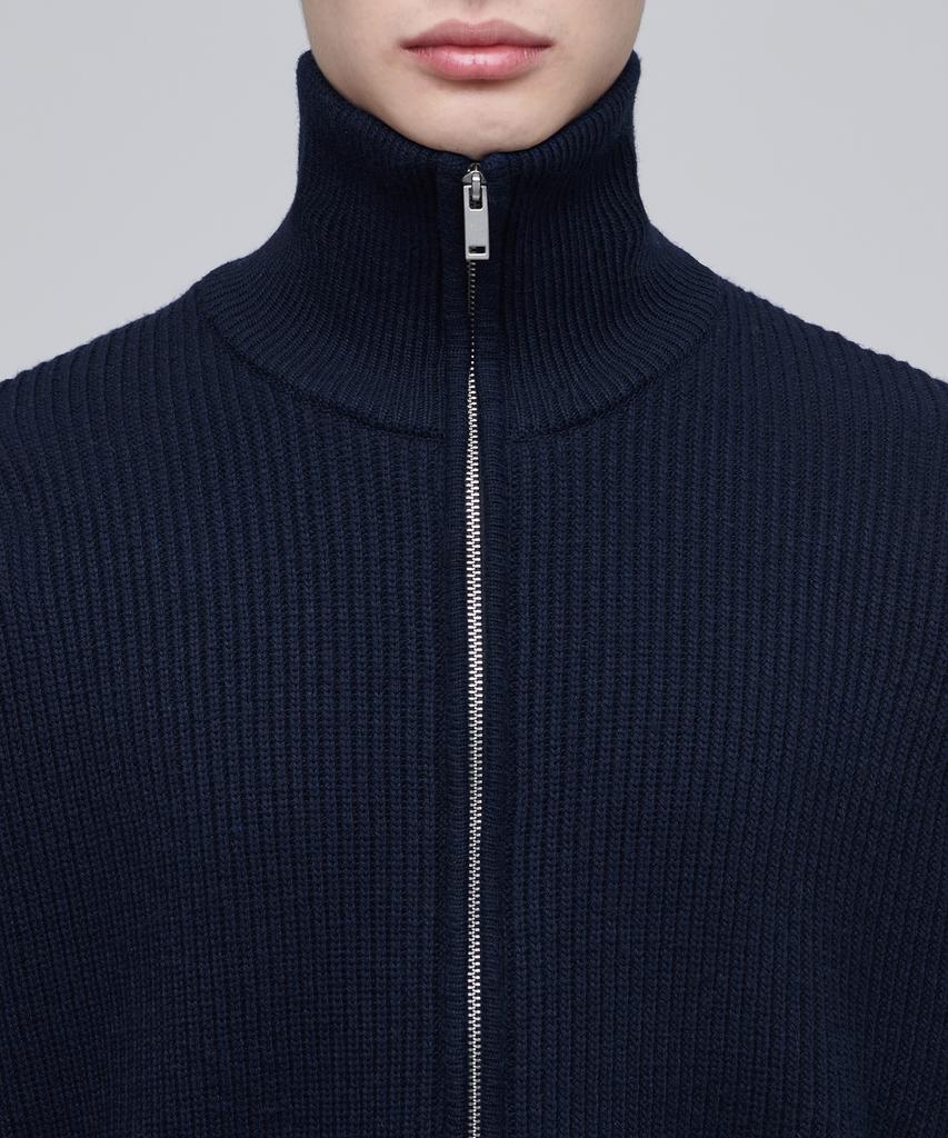 Musinsa Standard Relaxed Ribbed Knit Zip-Up [Navy]